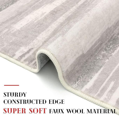 Modern Abstract Entryway Rug Indoor 2x3 Neutral Washable Non-Slip Soft Small - Image 4