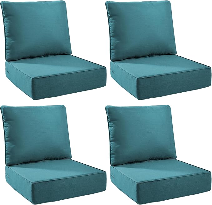 6" Thick Outdoor Cushions 24x24x6, 4-Set Deep Seat Patio Cushions by Pugire