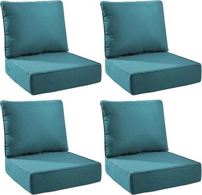 6" Thick Outdoor Cushions 24x24x6, 4-Set Deep Seat Patio Cushions by Pugire