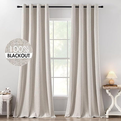 MIULEE 100% Blackout Linen Textured Curtains by MIULEE
