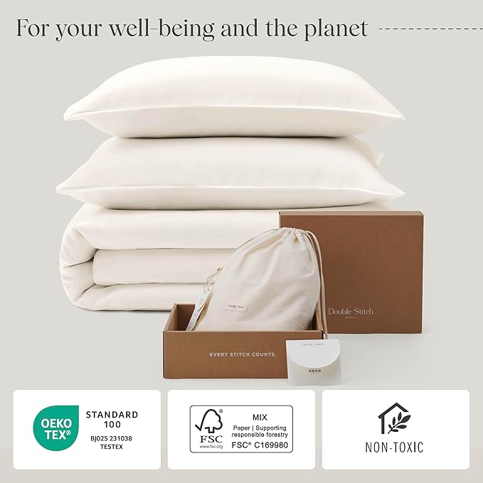 Double Stitch Cotton Tencel Duvet Cover - Image 6