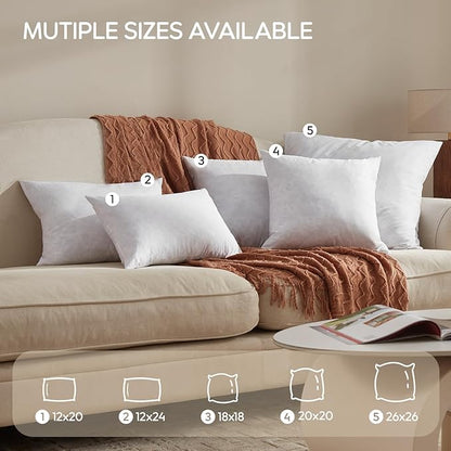 Feather Throw Pillow Inserts Set of 2, Soft Fluffy Rectangle 12 x 24 Inches - Image 4