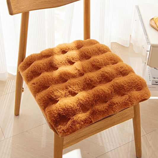 Square Faux Fur Seat Cushion, Faux Rabbit Fleece Chair Pad, Winter Thick Plush by Unknown