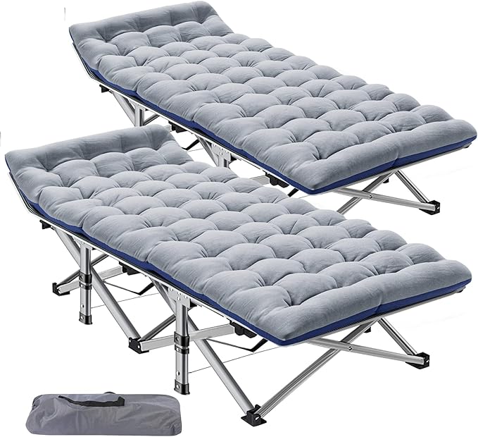 ABORON Camping Cot for Adult 28" Extra Wide, 2PK Heavy-Duty 1200D Oxford Cot by ABORON
