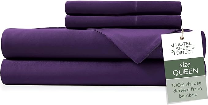 Hotel Sheets Direct 4 Piece Bed Sheet Set Queen Size, 100% Viscose Derived from by HOTELSHEETSDIRECT
