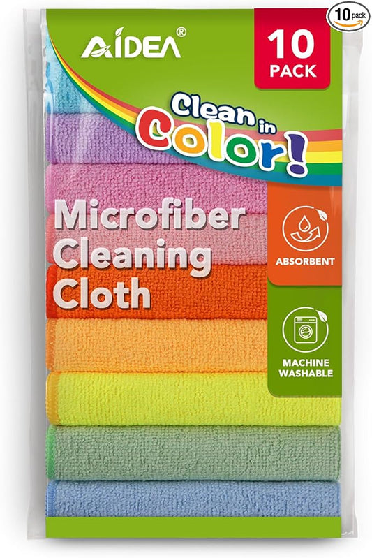 AIDEA Microfiber Cleaning Cloth, Colorful Lint-Free Vibrant Cleaning Rags by AIDEAHOME