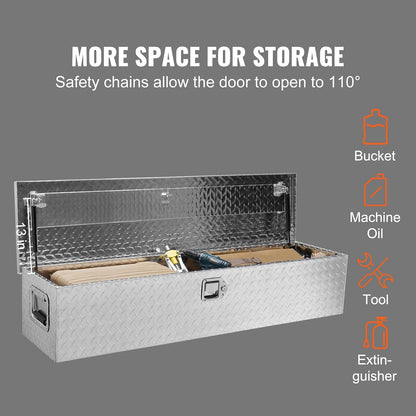 vevor heavy duty aluminum truck bed tool box, close-up detail