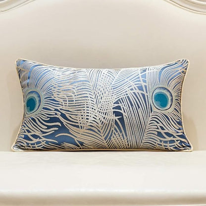 Avigers 12 x 20 Inches Light Blue Silver Peacock Feathers Cushion Cases Luxury by Avigers