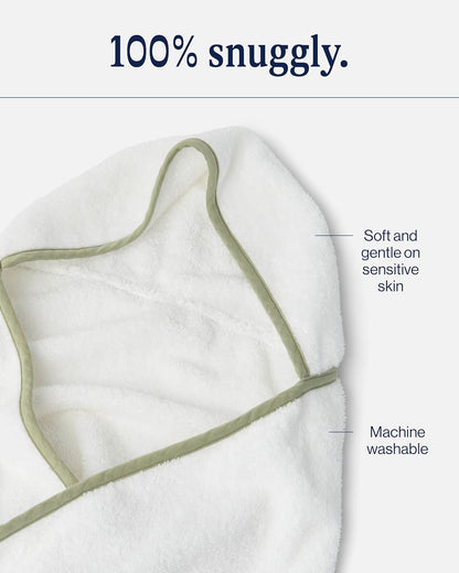 lalo hooded towel and washcloth set, 100% organic showing dimensions