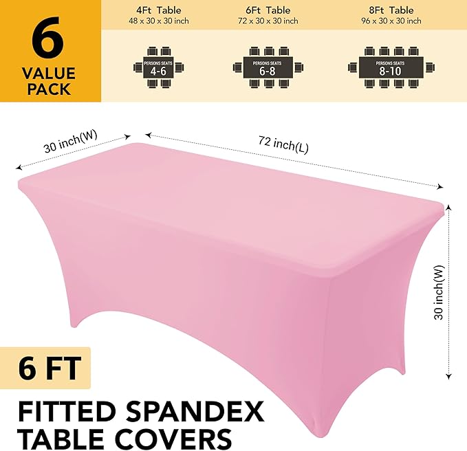 6-Pack Premium Pink Spandex Tablecloths - Image 6