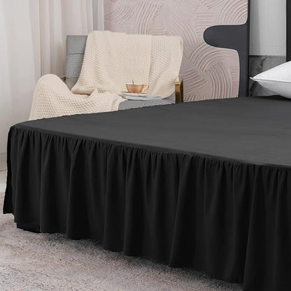 Black Bed Skirt Full Size Ruffled Bed Skirt - Image 6