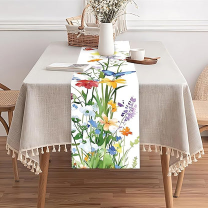 Elegant Floral and Butterfly Table Runner – Vibrant Spring Design - Image 6