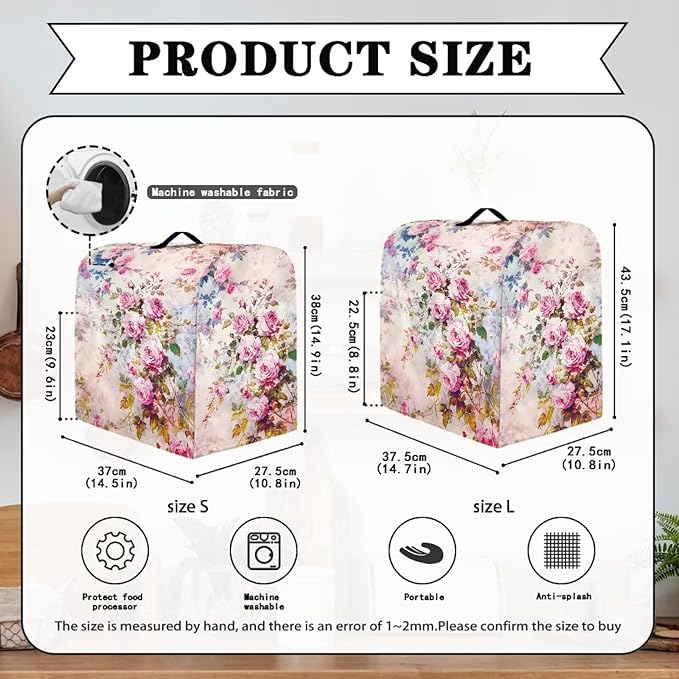 Retro Rose Print Mixer Covers Kitchen Small Appliance Dust Cover Compatible - Image 6