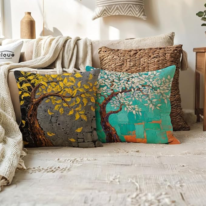 Decorative Throw Pillow Case Oil Painting Square Home Decorative Cushion Cover - Image 4
