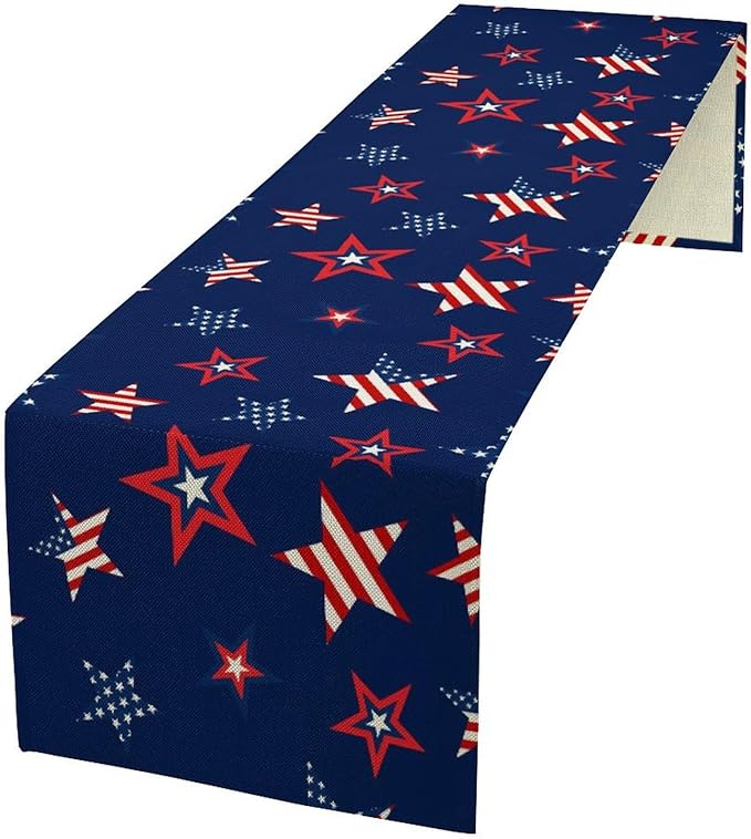 4th of July Patriotic Table Runner, Memorial Day Independence Day Freedom Stars by Unknown