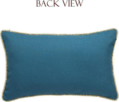 patdrea Designer Rectangle Throw Pillow Covers Set of 2, Farmhouse Blue Linen - Image 8