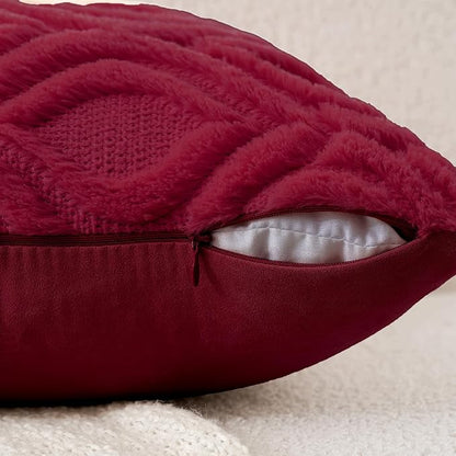MIULEE Christmas Wine Red Throw Pillow Covers 12x20 Inch, Soft Winter Plush - Image 3