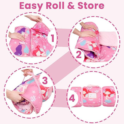 Toddler Nap Mat with Pillow and Minky Blanket, Large 55"x35" Sleeping Bag - Image 7