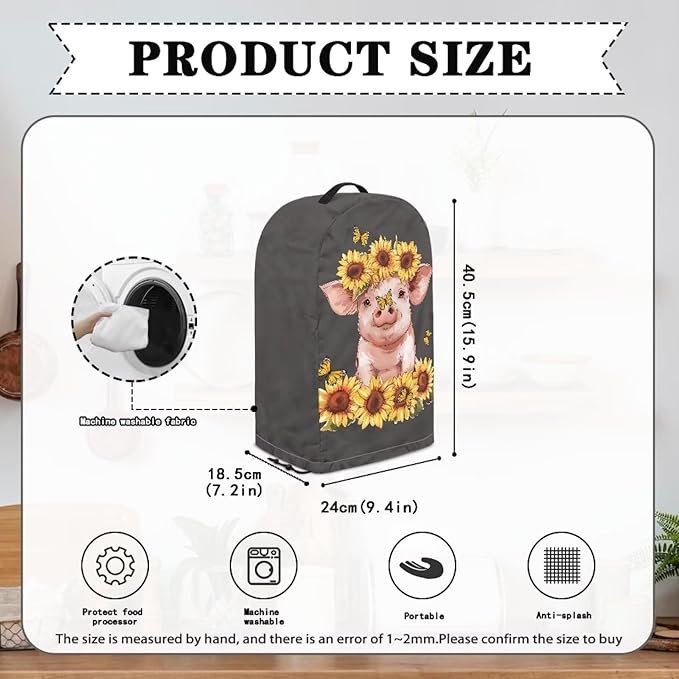 Pig Sunflower Pattern Blender Dust Cover, Drawstring Stand Mixer or Coffee - Image 6