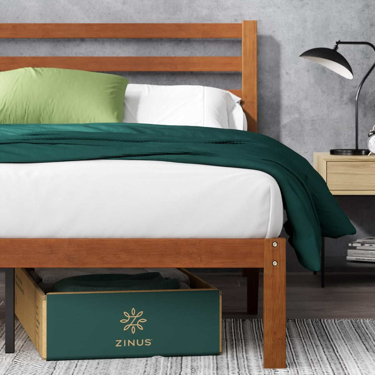 zinus leah bamboo platform bed frame with headboard, main product view