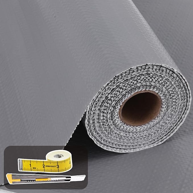 Shelf Liners for Kitchen Cabinets 12in x 20FT Non Adhesive Drawer Liner Grey by Oneoftheworld