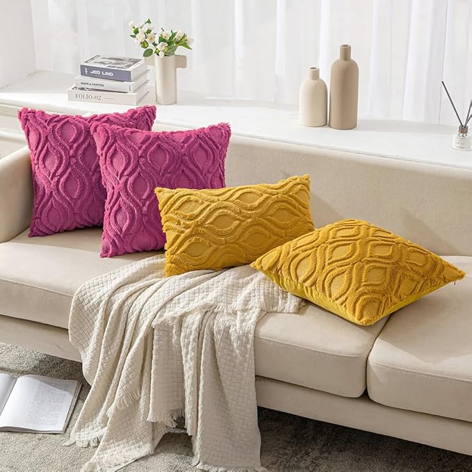 MIULEE Hot Pink Throw Pillow Covers 18x18 Inch, Soft Winter Plush Faux Wool - Image 5