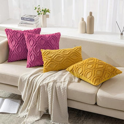 MIULEE Hot Pink Throw Pillow Covers 18x18 Inch, Soft Winter Plush Faux Wool - Image 5