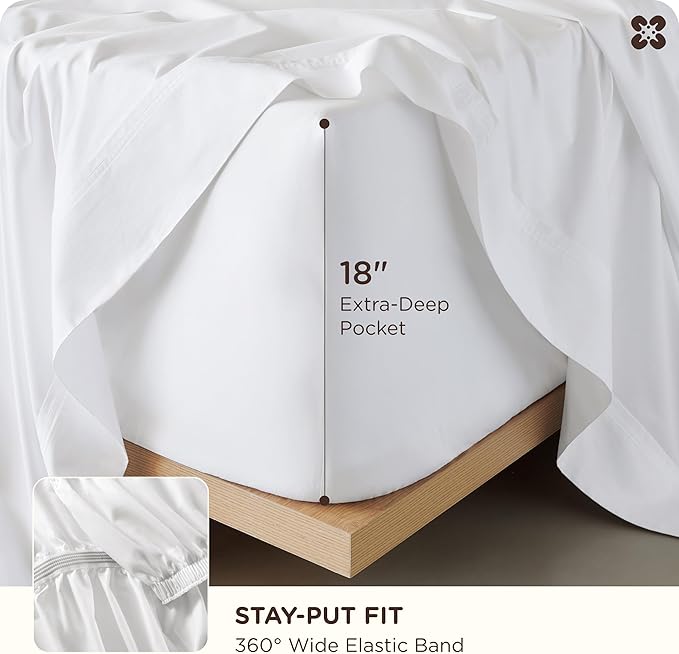 Bedsure Bamboo Rayon Cotton Sheets, Queen Sheet Set, GentleSoft, Breathable - Image 5