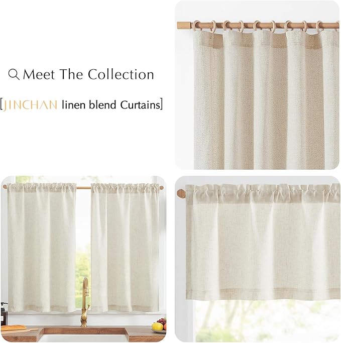 jinchan Linen Textured Tier Curtains 36 Inch - Image 6