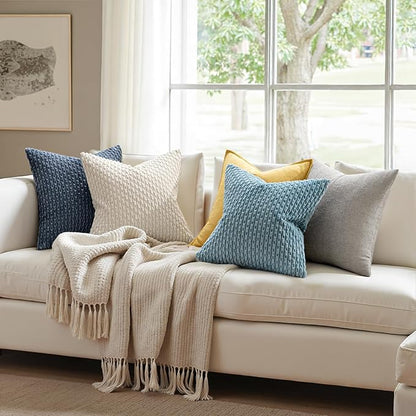 MIULEE Pack of 2 Decorative Throw Pillow Covers 22x22 Inch Soft Boho Striped - Image 5