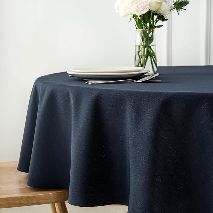 maxmill Round Linen Looking Textured Tablecloth Spill-Proof Wrinkle Free Soft - Image 4