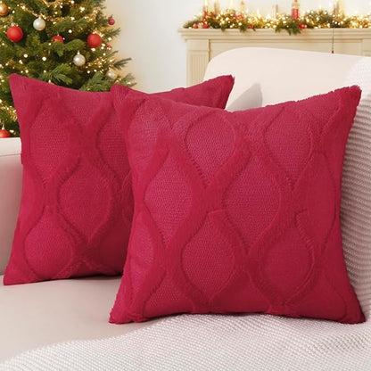 decorUhome Christmas Throw Pillow Covers 20x20 Inch Set of 2, Soft Plush Faux by decorUhome