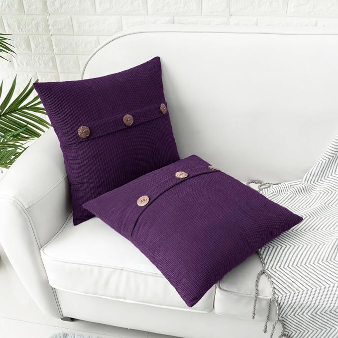 HWY 50 Purple Chenille Throw Pillow Covers 18x18 Inch - Image 3