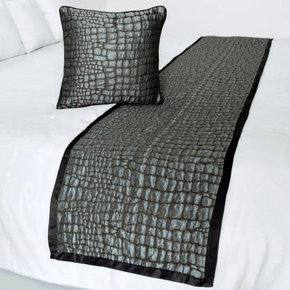 The HomeCentric King/Queen/Twin Blue & Grey Designer Twin 53"x18" Bed Runner - Image 4