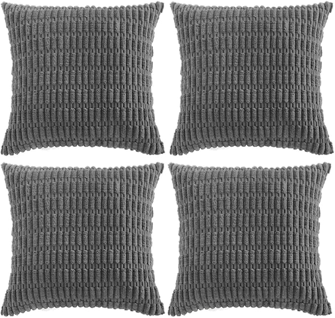 Fancy Homi 4 Packs Dark Grey Decorative Throw Pillow Covers 24x24 Inch by Fancy+Homi