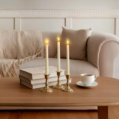 12 Pcs Flameless Taper Candles with Remote, Timer, Plastic Battery Operated Window Candles, 9.6 Inches Ivory LED Candlesticks, for Halloween Christmas Home Decoration