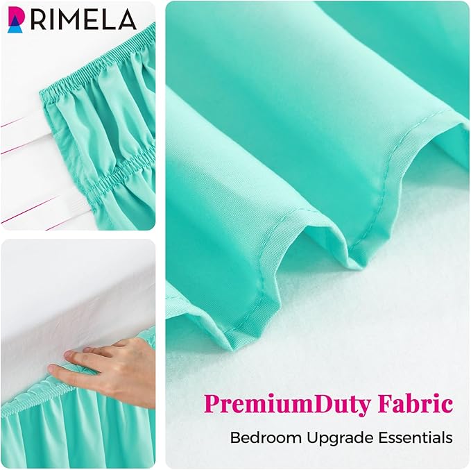 RIMELA Spa Blue Bed Skirt Queen Size 18 Inch Drop, Elastic Bed Skirting - Image 8