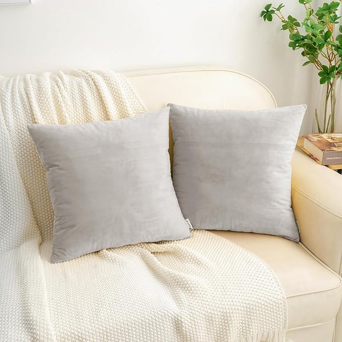 HWY 50 Silver Gray Velvet Throw Pillow Covers 16x16 Inch - Image 7
