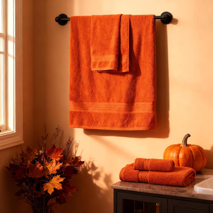 cozyart luxury bath towel set 6 pcs, burnt, side view