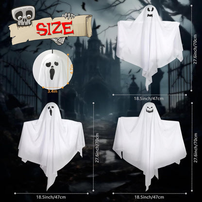 6 Pack Halloween Hanging Tree Ghosts, 27.6 Inch Flying Ghost Decorations