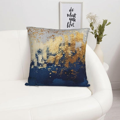 Navy Blue and Gold Pillow Covers 18 x 18 inch Set of 2 Decorative Cushion - Image 5