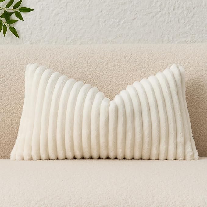 Kevin Textile Soft Plush 12x24 Inch Lumbar Pillow Cover 1 Pack, Luxury Fluffy by KevinTextile
