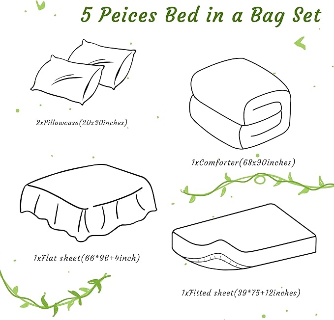 NTBAY Twin Comforter Set with Sheets, 5 Pieces Soft and Breathable Twin Bedding - Image 3