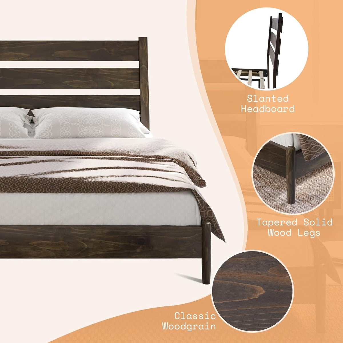 amerlife king size platform bed with reclining headboard showing dimensions