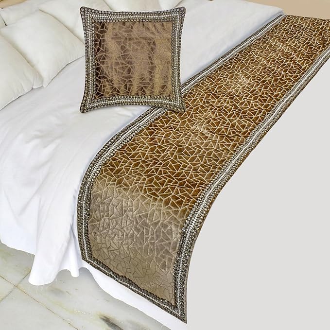 The HomeCentric King/Queen/Twin Brown Decorative Bed Runner CA King 86"x18" Bed by TheHomeCentric
