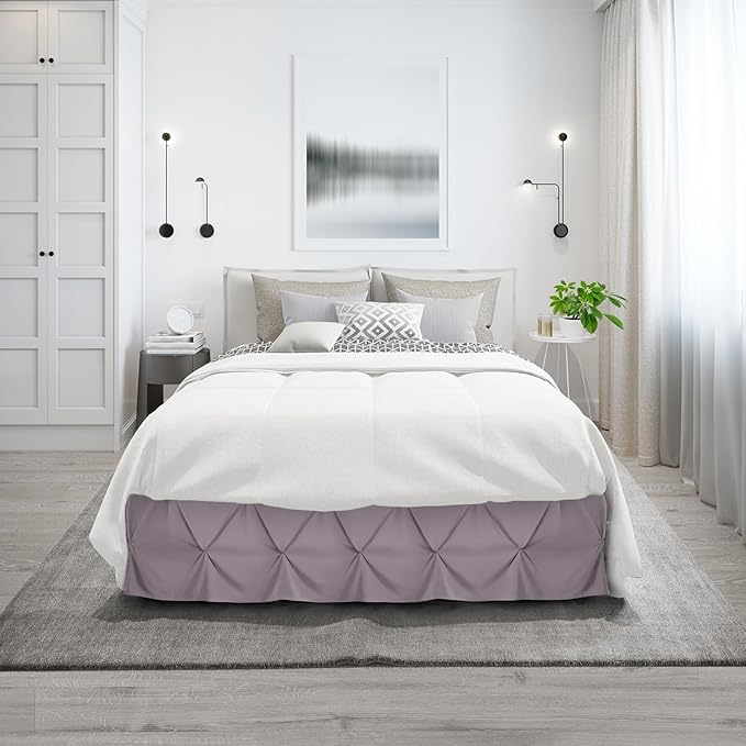 Nestl Dusty Purple Bed Skirt Cal King Size, Pinch Pleat Cal King Bed Skirt - Image 9