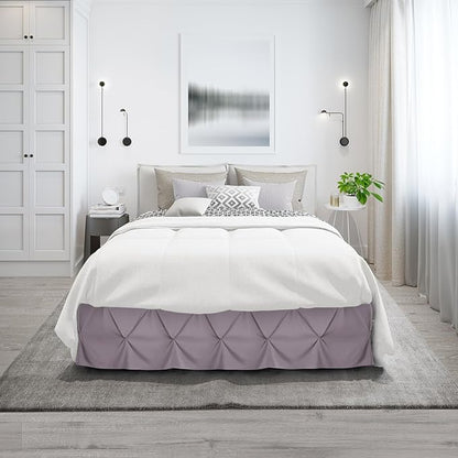 Nestl Dusty Purple Bed Skirt Cal King Size, Pinch Pleat Cal King Bed Skirt - Image 9