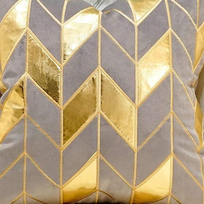 Avigers 20 x 20 Inches Grey Gold Striped Cushion Case Luxury European Throw - Image 3