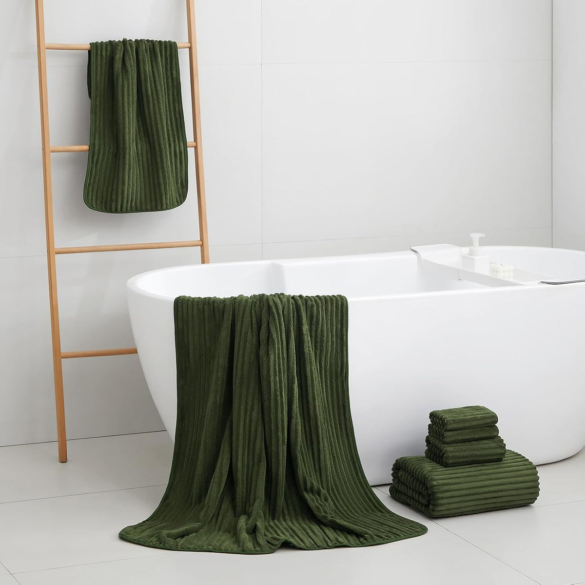 bath towel set, 40"x80" oversized bath sheets, olive, main product view