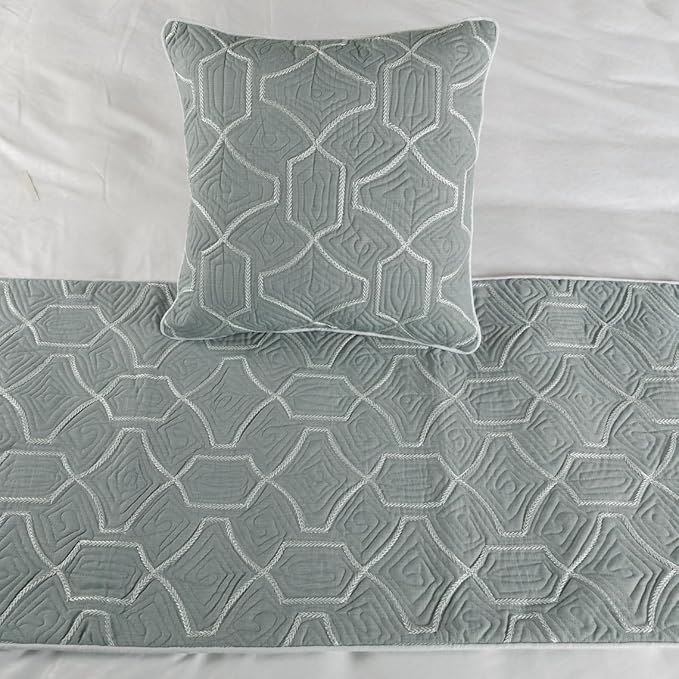 The HomeCentric King Queen Twin Grey Blue Bed Runner - Image 5